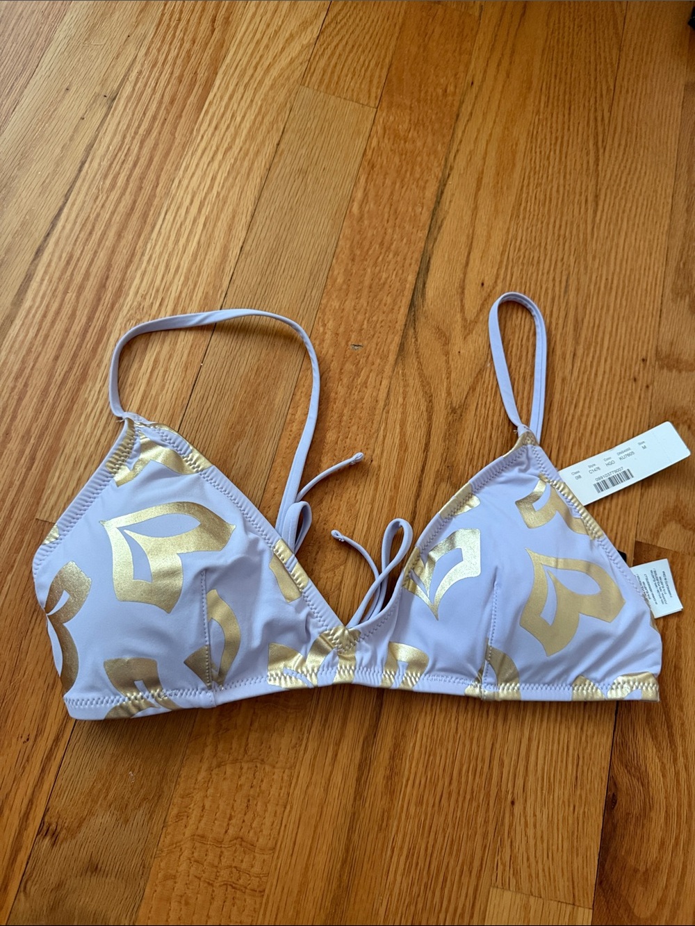 J. Crew Lilac Bikini Top with Gold Foil Print